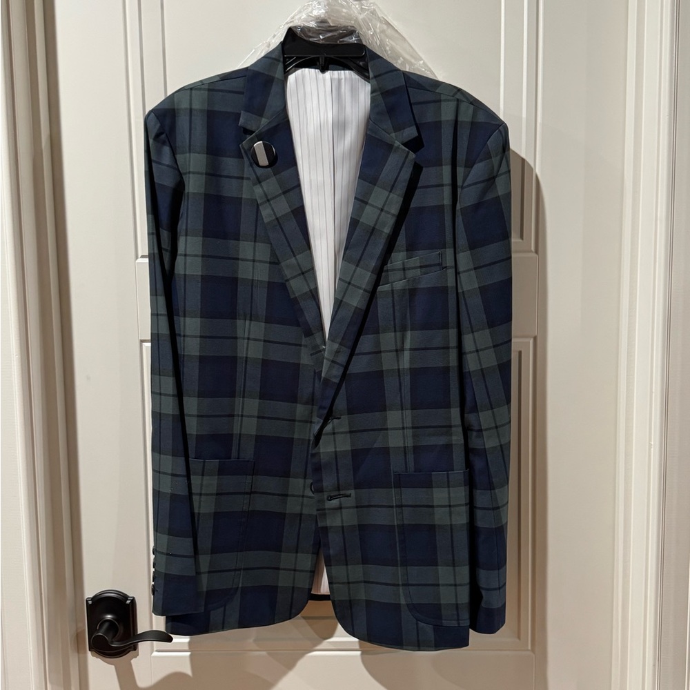 Mr. TURK Blue Green Tartan Plaid Blazer NWT Size 42 Sport Coat $495 retail Trina - Picture 3 of 12